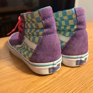 Vans Purple, Blue & Yellow Checkerboard High-Top Sneakers